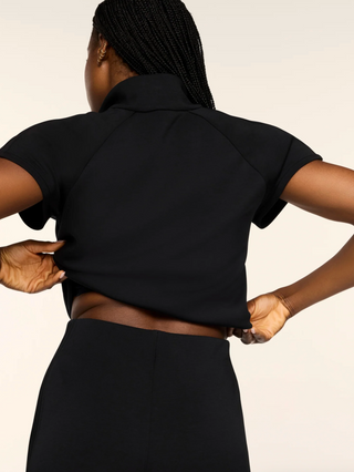 Spanx Airessentials Pintuck Half Zip Jumpsuit - Very Black