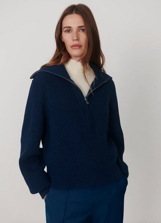 Maura Half Zip Knit Sweater - Sea Blue