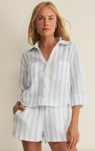 HELENA STRIPED SHIRT - SEA SALT