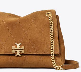 Charlie Quilted Suede Shoulder Bag - Caramel