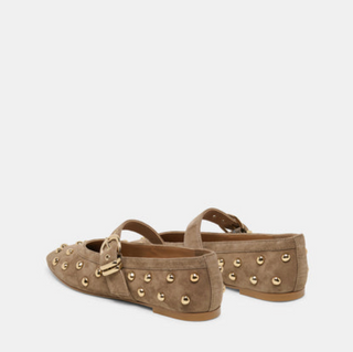 Mikel Stud Flat - Olive Suede