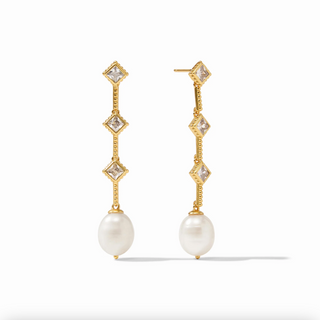 Noel Pearl Statement Earring - Gold Cubic Zirconia