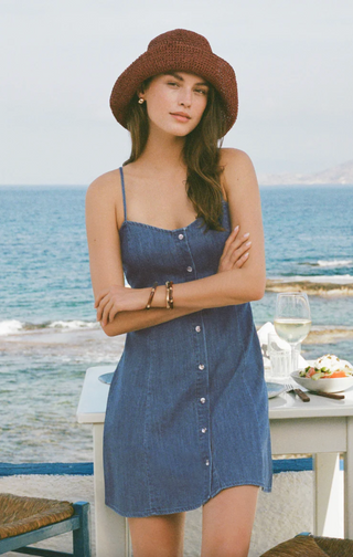 Angel Eyes Denim Mini Dress - Medium Indigo