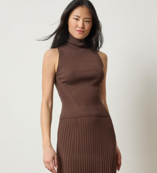 Rib Turtleneck Shell Sweater - Mink