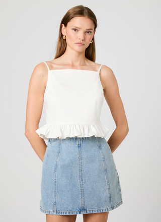 Lilah Stretch Ruffle Peplum Top - Summer White