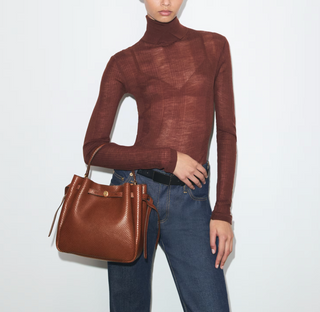 Romy Embossed Snake Bucket Bag - Sweet Maple