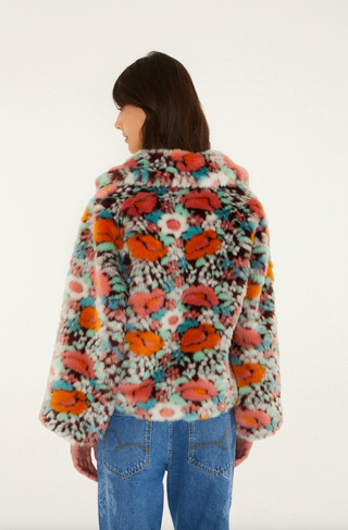 Floral Faux Fur Jacket - Multi