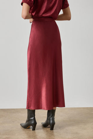 Slub Woven Bias Skirt  - Cabernet