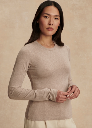 Edna Long Sleeve Fitted Tee - Taup[e Marl