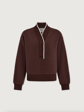 Brenna Button Neck Fleece - Deep Mahogany