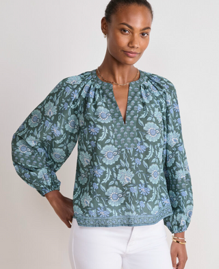 Izzy Popover Top - Edie Floral Balsam