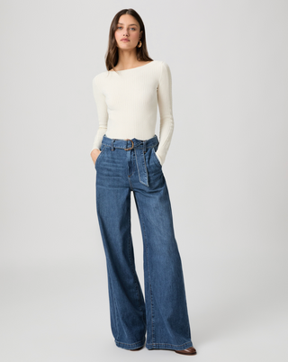 Cameron Wide Leg 33" with Self Belt Jean - Altitude