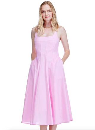 Fitted and Flare Sundress - Candy Pink