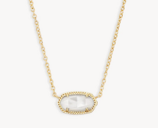 Elisa Short Pendant Necklace - Gold Ivory Mother of Pearl