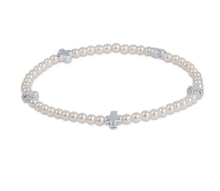 Signature Cross Small 3mm Pearl Bracelet - Sterling