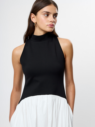 Ponte Combo Maxi Dress - Black Summer White