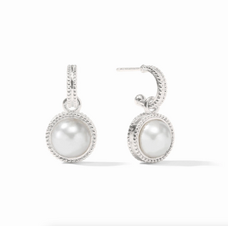 Fleur-de-Lis Hoop & Charm Earring-Pearl-OS