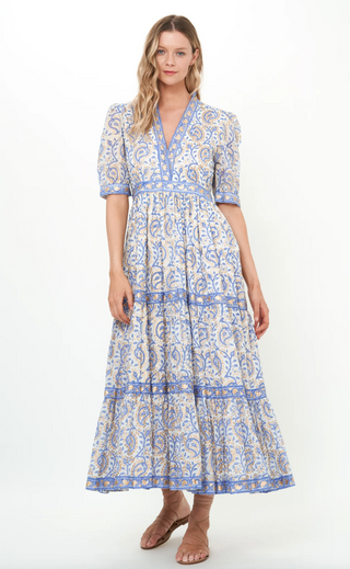 V-Neck Cuffed Maxi - Marseille Blue