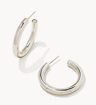 Colette Hoop Earrings - Rhodium Metal