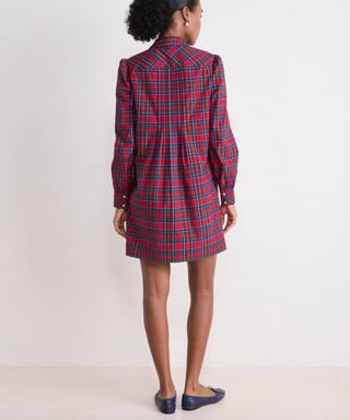 Pippa Poplin Dress - Yuletide Tartan Red