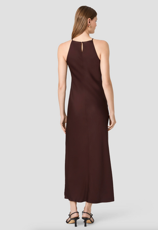 Ennis Satin Halter Maxi Slip Dress - Cocoa Brown