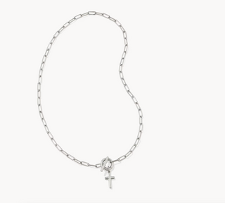 Cross Link and Chain Necklace - Silver