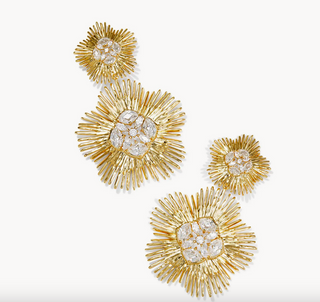 Dira Crystal Statement Stud Earrings - Gold White Crystal