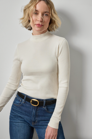 Ribbed Long Sleeve Mock - Rope