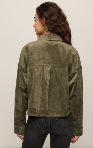 All Day Cropped Suede Jacket - Monstera