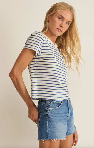 JUNIE STRIPED TEE - TRUE NAVY