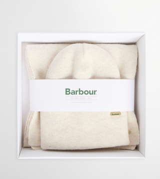 Barbour Winona Beanie & Scarf Gift Set - Eggshell