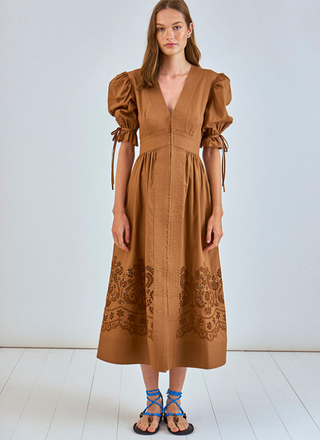 Kirin Dress - Mocha Embroidered Eyelet