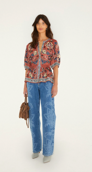 Floral Beauty Tapestry Blouse - Blush Pink