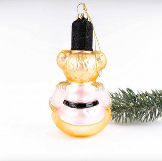 Pink Teddy Bear Boxed Glass Ornament