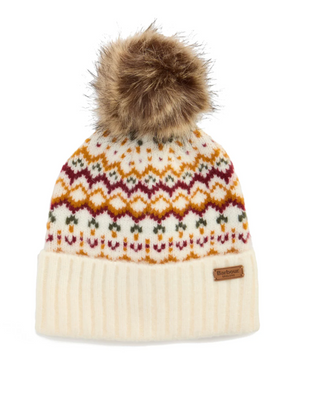 Barbour Kingsford Fair Isle Beanie Hat - Cloud