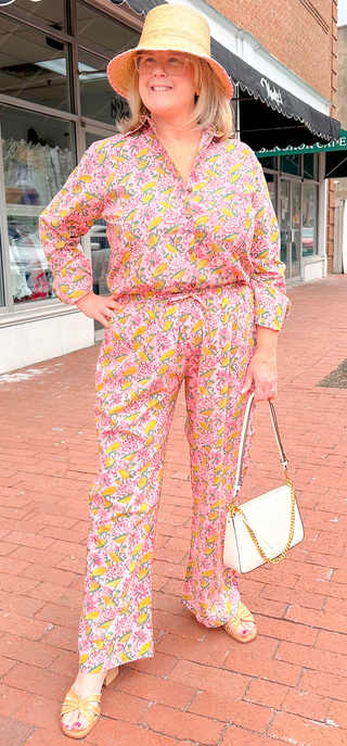 Lily Pant - Fancy Pink with Green Floral