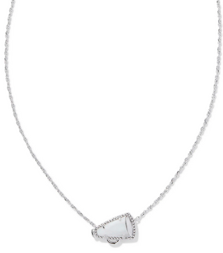Cheer Short Pendant Necklace - Silver White Mother Of Pearl