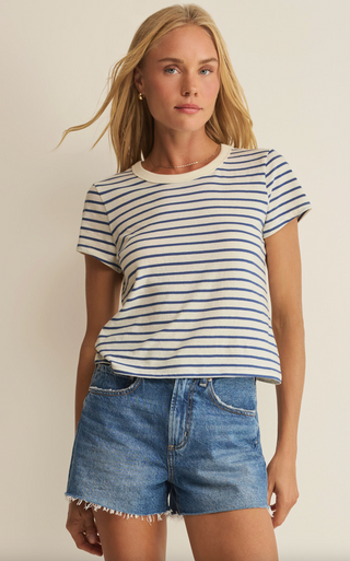 JUNIE STRIPED TEE - TRUE NAVY