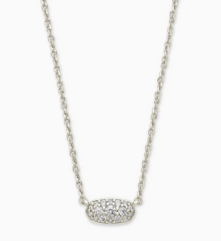 Grayson Crystal Pendant Necklace - Rhodium Metal White Cz
