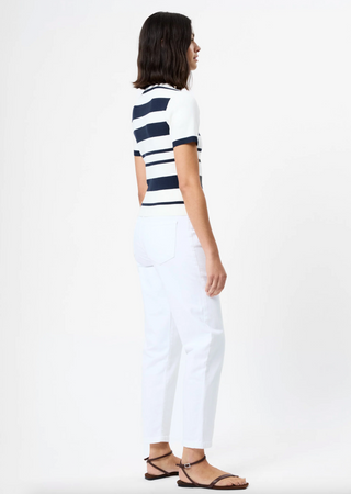 Maxime Knit Striped Short Sleeve - Marine/Summer White