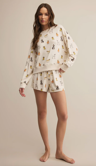 Elle Pup Long Sleeve Top - Vanilla Ice
