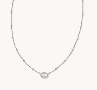 Mini Elisa Satellite Short Pendant Necklace - Silver Ivory Mother of Pearl