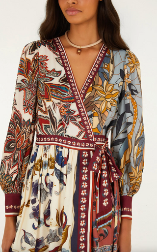 Stained Glass Beauty Mixed Scarves Mini Dress - Soft Blue