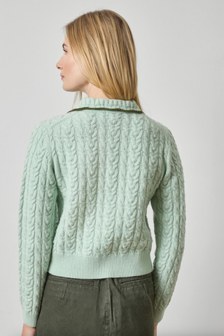 Long Sleeve Polo Cardigan - Winter Mint