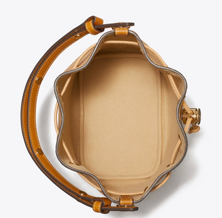 T Monogram Pebble Bucket Bag - Biscotti