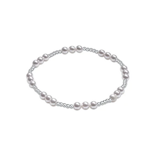 Classic Joy Pattern Sterling 4MM Bead Bracelet - Pearl