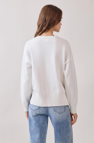 American Flag Knit Pullover Sweater - White