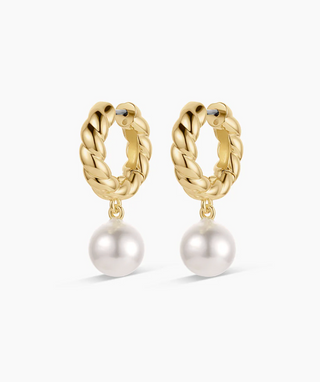 Pearl Crew Hoops - Gold