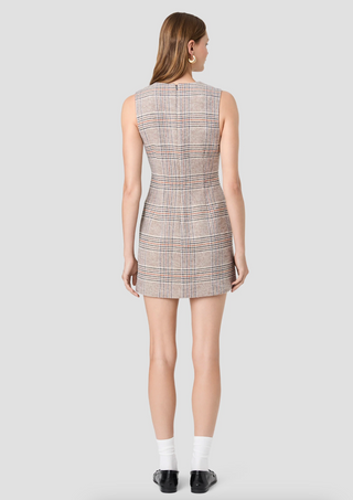 Sutton Plaid Two Pocket Mini Dress - Ash Gray Multi