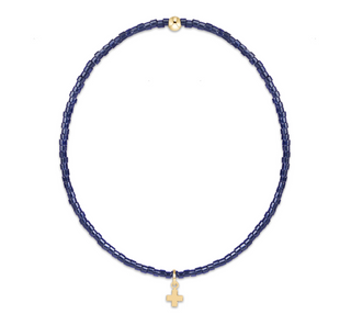 hope classic navy bracelet - signature cross small gold charm